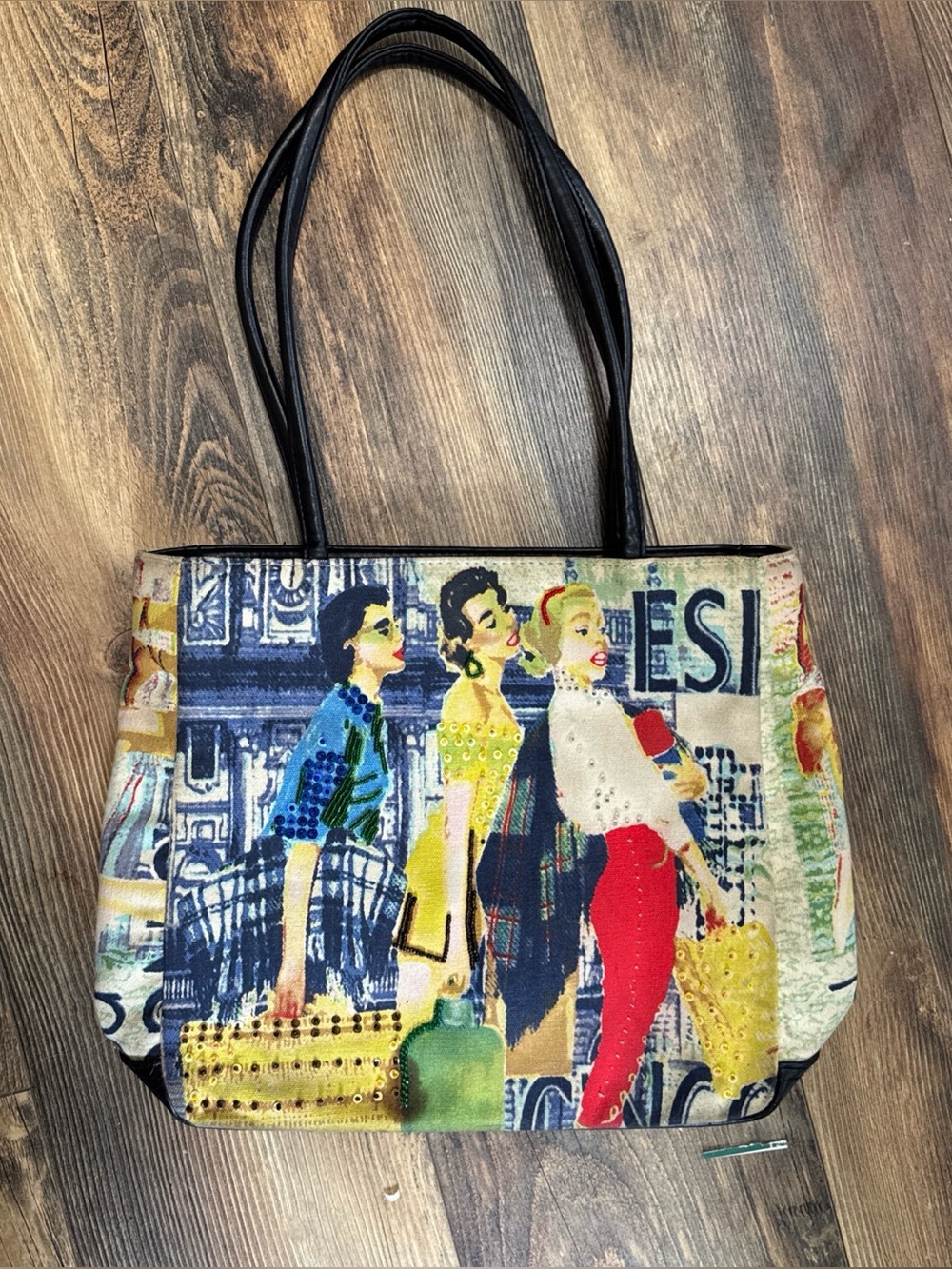 Frankie & Johnny Tote Handbag Girls Shopping Sequin Embellished Purse